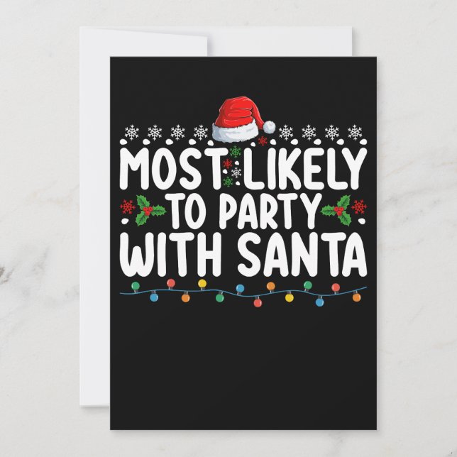 Invitación Lo Más Probable Para El Fiesta Con Navidades De Sa (Anverso)