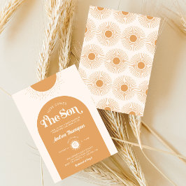 Invitación Lo Moderno Aquí Viene El Baby Shower Del Niño Hijo