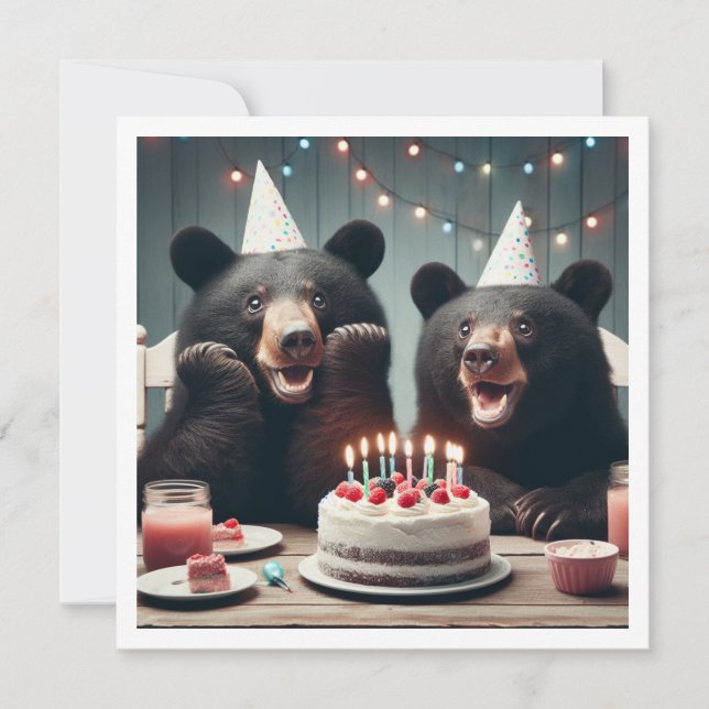 Invitación ¡Lo podemos creer! Cumpleaños del oso (Anverso)