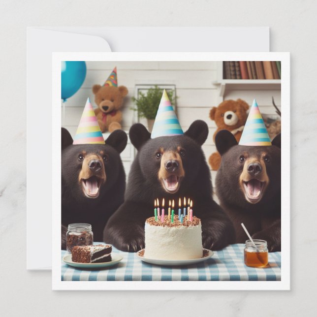 Invitación ¡Lo podemos creer! Cumpleaños del oso (Anverso)