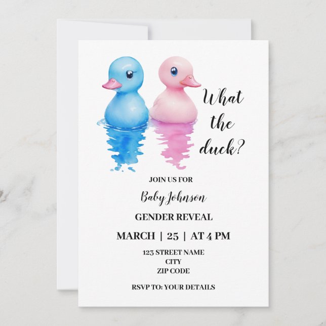 Invitación Lo que el género temático del pato revela invitaci (Anverso)
