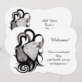 Invitación Lobo blanco con raven, añade tu texto
