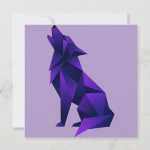 Invitación Lobo Geométrico al Estilo Origami Animal Moderno