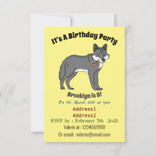 Invitación Lobo gris con ilustracion de personalizado de tube