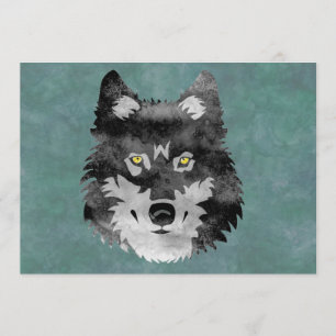 Invitación Lobo gris de la acuarela