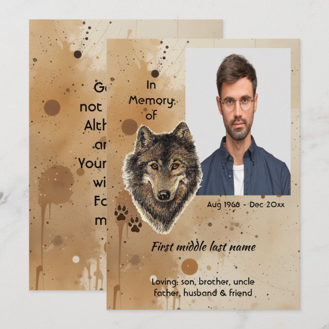 Invitación Lobo Lobos Animal Recuerdo Memorial (Anverso / Reverso)