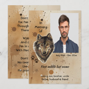 Invitación Lobo Lobos Animal Recuerdo Memorial Cristiano