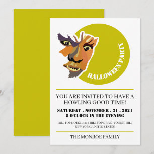Invitación Lobo lunar, fiesta de Halloween