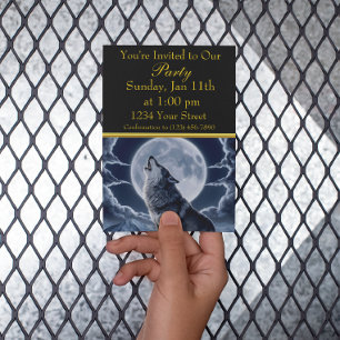 Invitación Lobo Majestuoso Sobre Pico Nevado