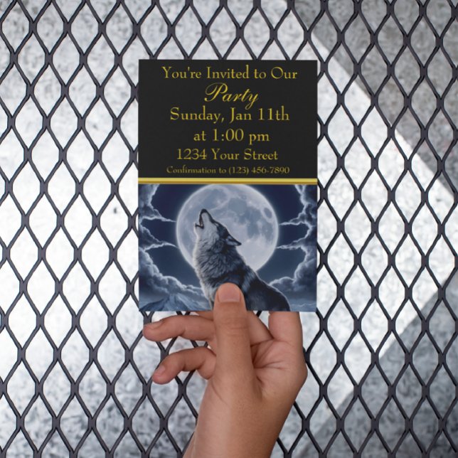 Invitación Lobo Majestuoso Sobre Pico Nevado (Subido por el creador)