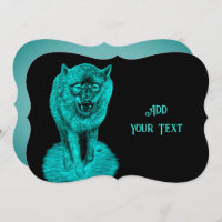 Lobo negro enojado en la noche