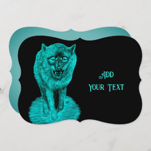 Invitación Lobo negro enojado en la noche