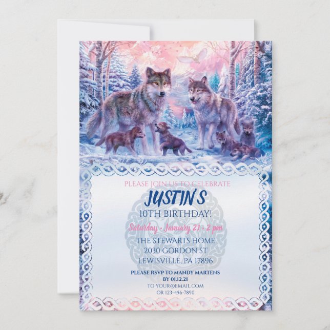 Invitación Lobos y familia celta (Anverso)