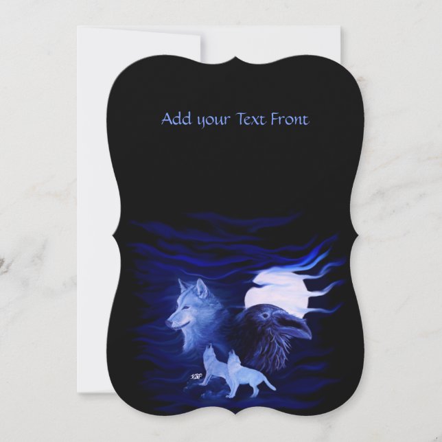 Invitación Lobos y Raven con luna llena (Anverso)