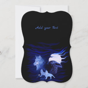 Invitación Lobos y Raven con luna llena