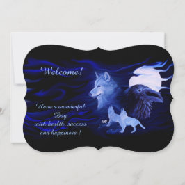 Invitación Lobos y Raven con luna llena, agrega tu texto