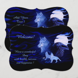 Invitación Lobos y Raven con luna llena, agrega tu texto