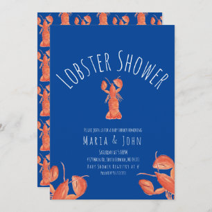 Invitación Lobster acuático Fiesta Baby Shower Crab Blue