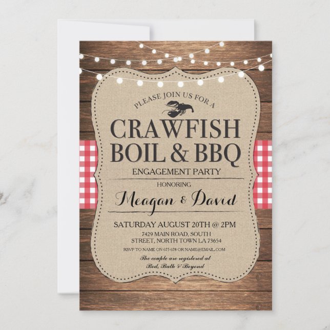 Invitación Lobster del partido de compromiso de hervir langos (Anverso)