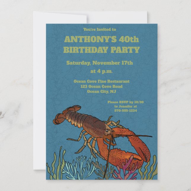 Invitación Lobster en la fiesta de cumpleaños de los Personal (Anverso)