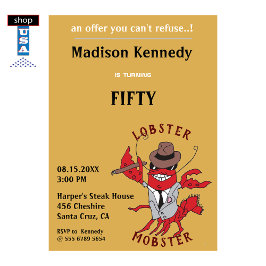 Invitación Lobster Mobster 🦞 divertida fiesta de cumpleaños 