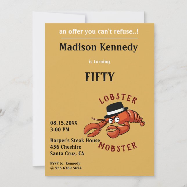 Invitación Lobster Mobster 🦞 Gangster de Personalizado muy t (Anverso)