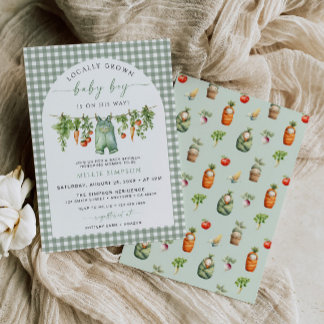 Invitación Locally Grown Baby Boy Shower Invitation Green
