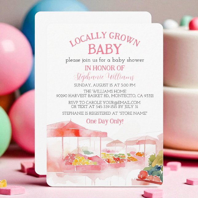 Invitación Locally Grown Baby Farmers Market Baby Girl shower (Subido por el creador)
