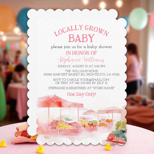 Invitación Locally Grown Baby Farmers Market Baby Girl shower (Subido por el creador)