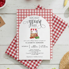 Invitación Locally Grown Baby Shower Farm Fresh Red Gingham