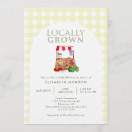 Invitación Locally Grown Baby Shower Farm Market Gingham