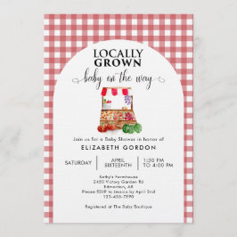 Invitación Locally Grown Baby Shower Farm Market Gingham