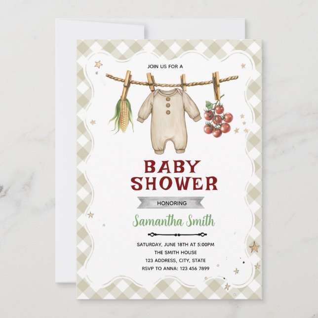 Invitación Locally Grown Baby Shower Invitation (Anverso)