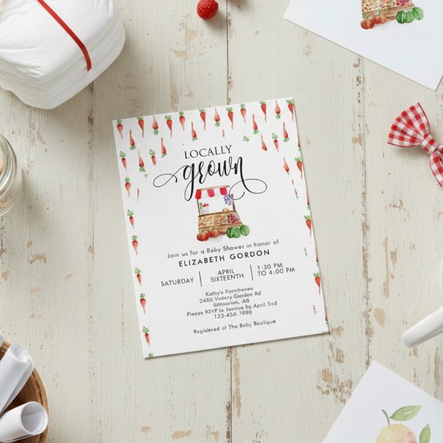 Invitación Locally Grown Baby Shower Watercolor Carrots (Subido por el creador)