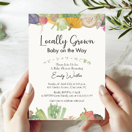 Invitación Locally Grown Baby Shower Watercolor Vegetables