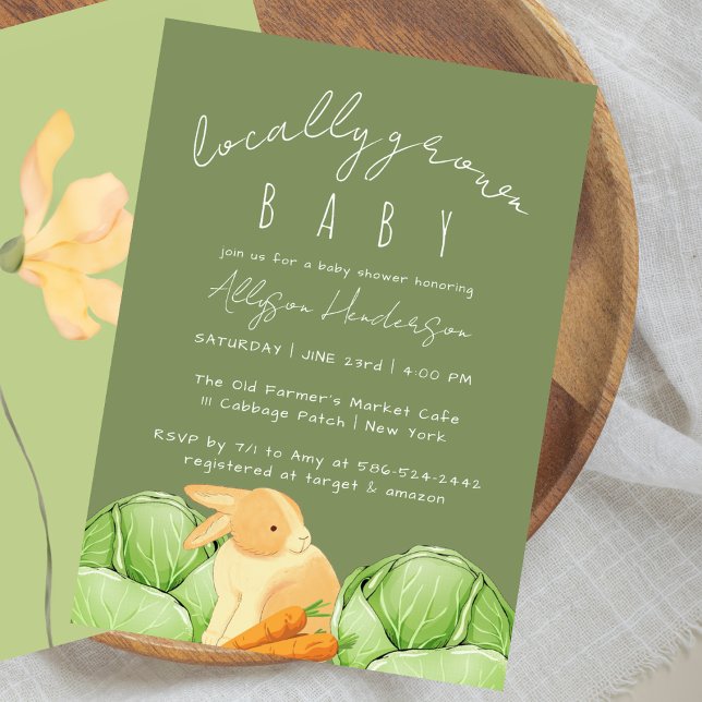 Invitación Locally Grown Cabbage Patch Green Baby Shower (Subido por el creador)