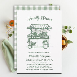 Invitación Locally Grown Farmer Market Sage Green Baby Shower