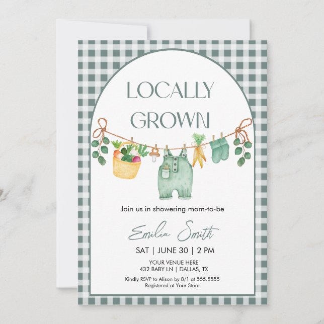Invitación Locally Grown, Farmers Mark Baby Shower Invitation (Anverso)