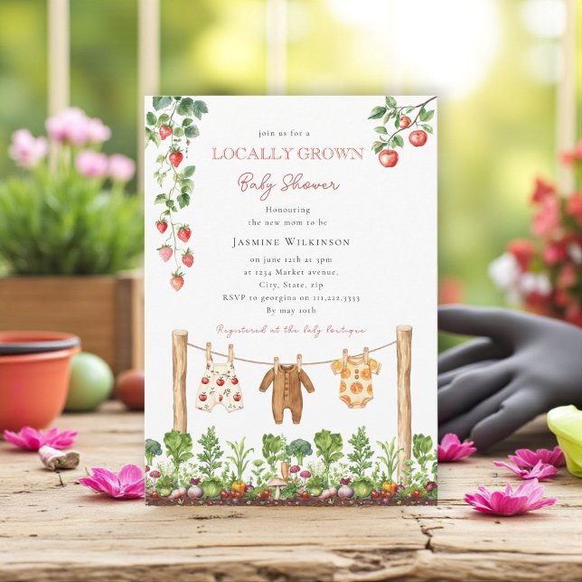 Invitación locally grown  farmers market baby shower (Subido por el creador)