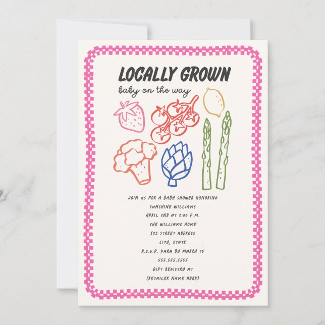 Invitación Locally Grown Farmer's Market Girl Baby Shower (Anverso)