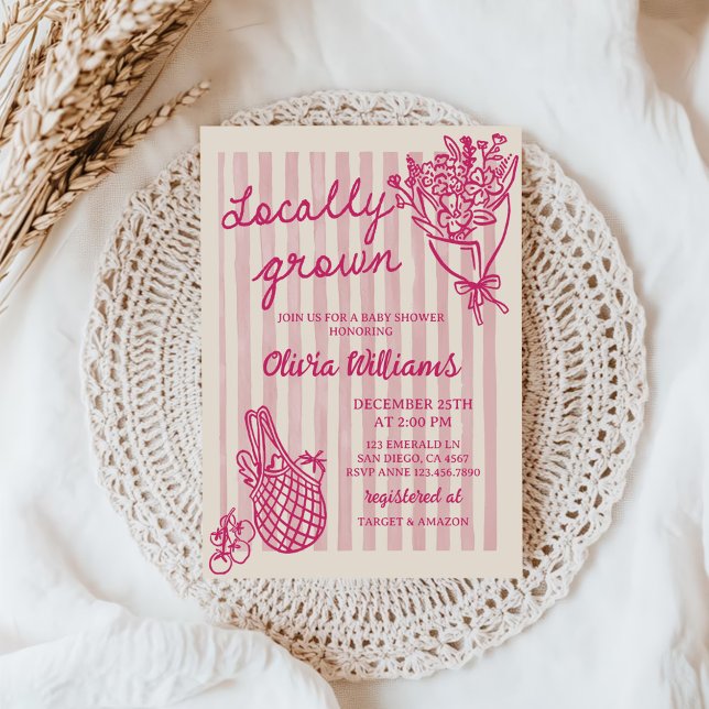 Invitación Locally Grown Hand Drawn Baby Shower (Subido por el creador)