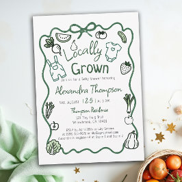 Invitación Locally Grown Hand Drawn Bow Clothes Baby Shower