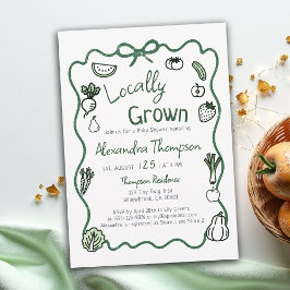 Invitación Locally Grown Hand Drawn Bow Squiggle Baby Shower