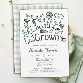 Invitación Locally Grown Hand Drawn Farm Veggies Baby Shower
