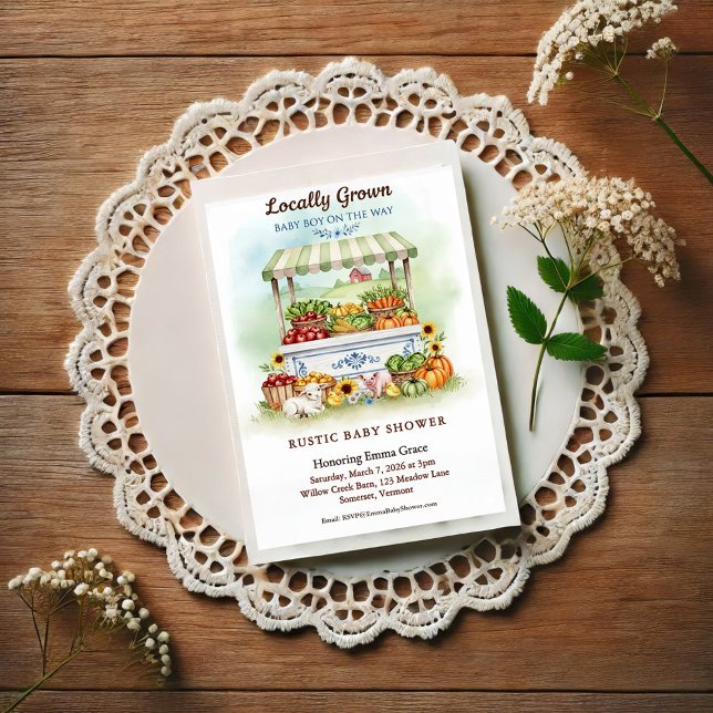 Invitación Locally Grown Market Boy Baby Shower Invitation (Subido por el creador)