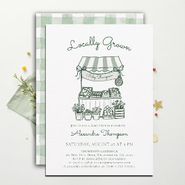 Invitación Locally Grown Market Stand Green Baby Shower