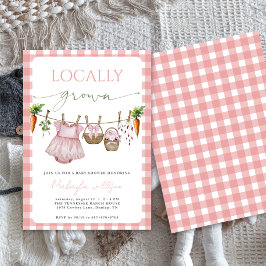 Invitación Locally Grown  Pink Farmers Baby Girl Shower 