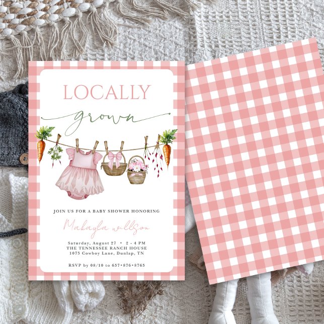 Invitación Locally Grown  Pink Farmers Baby Girl Shower  (Subido por el creador)