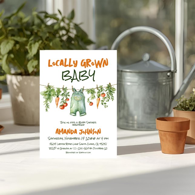 Invitación Locally Grown Rustic Party Clothesline Baby Shower (Subido por el creador)