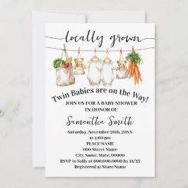 Invitación Locally Grown Twins on the Way Baby Shower
